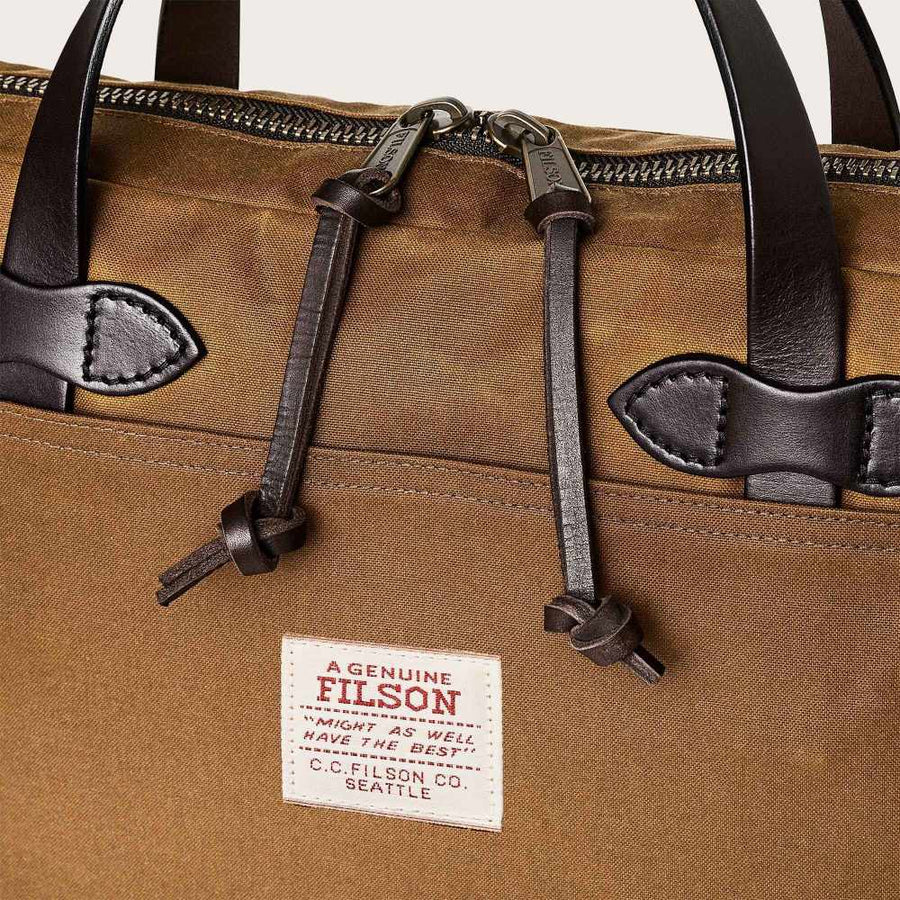 filson tin cloth compact briefcase dark tan