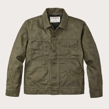 filson tin cloth short lined cruiser jacket military green