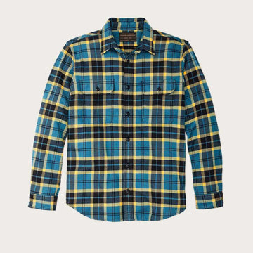 filson vintage flannel work shirt blue ash gold plaid