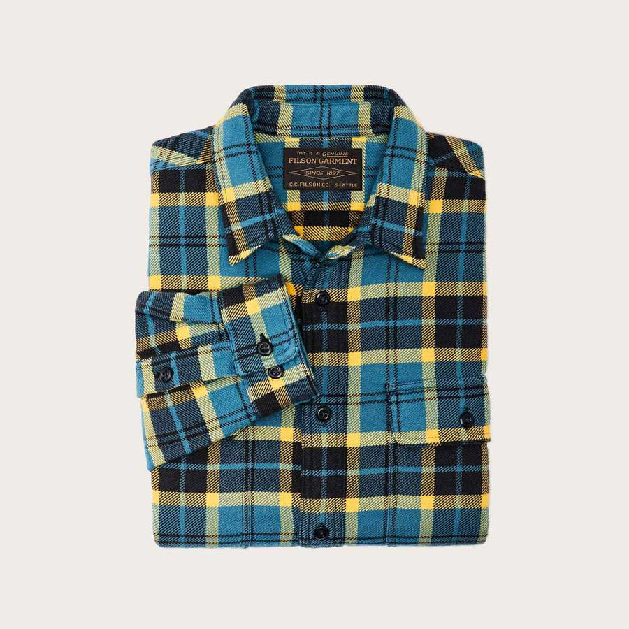 filson vintage flannel work shirt blue ash gold plaid