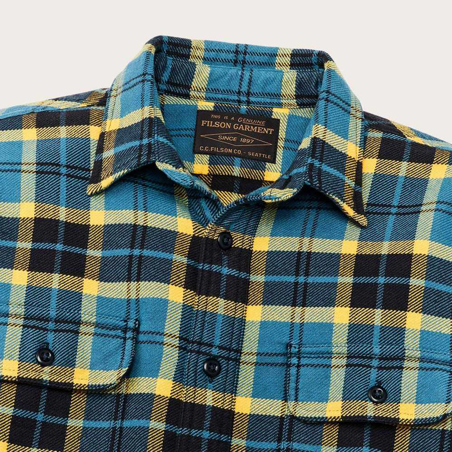 filson vintage flannel work shirt blue ash gold plaid