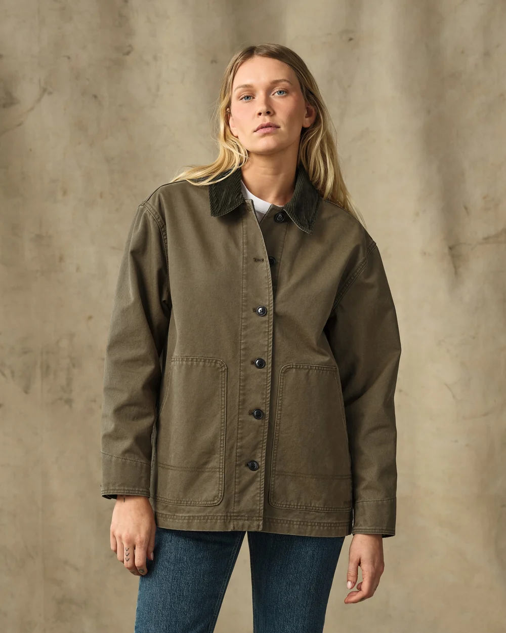 filson womens canvas barn coat marsh olive