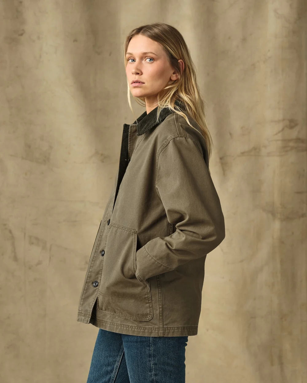 filson womens canvas barn coat marsh olive