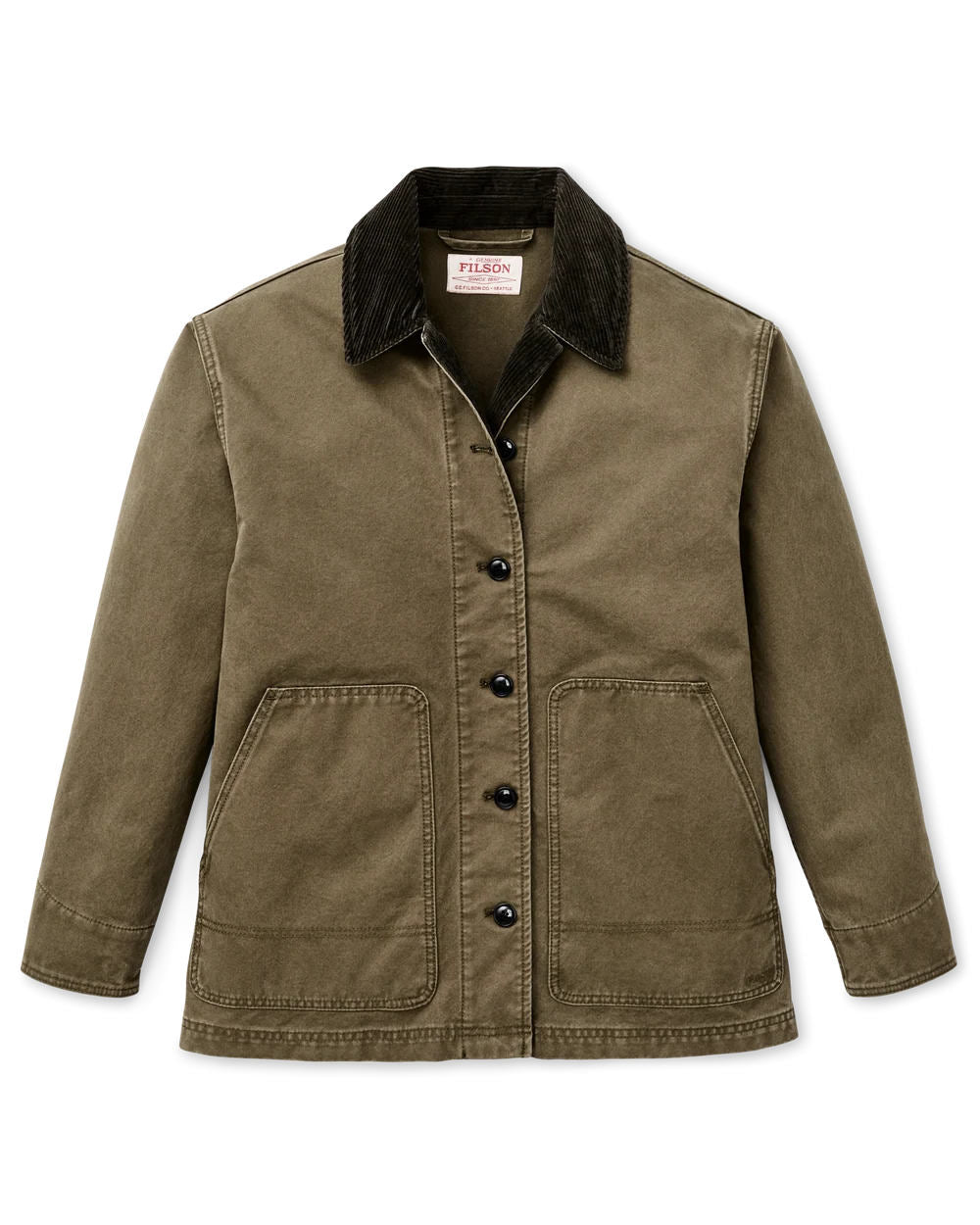 filson womens canvas barn coat marsh olive