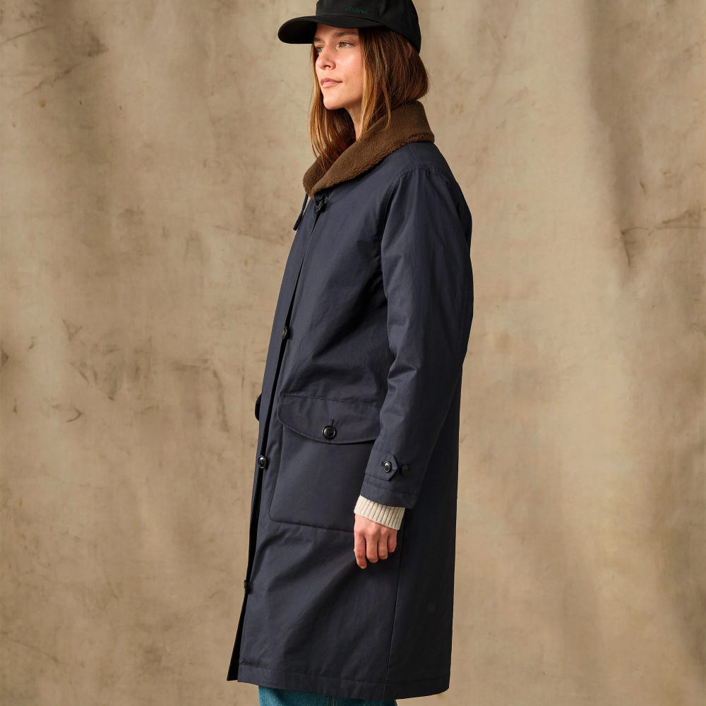 filson womens harbor front trench coat blue