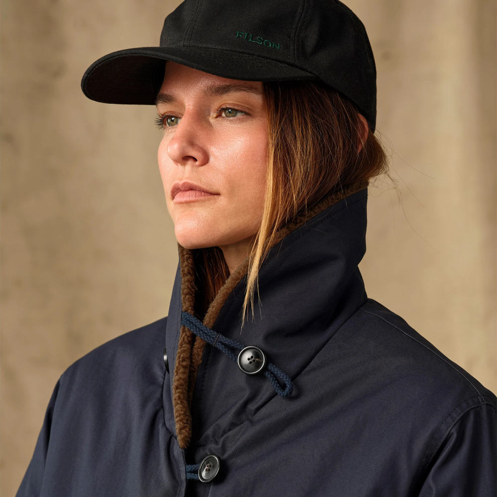 filson womens harbor front trench coat blue