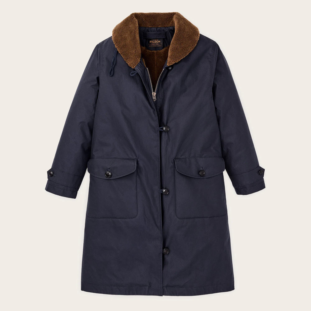 filson womens harbor front trench coat blue