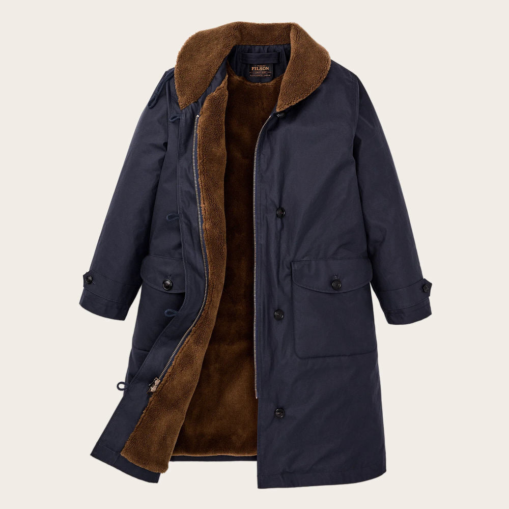filson womens harbor front trench coat blue