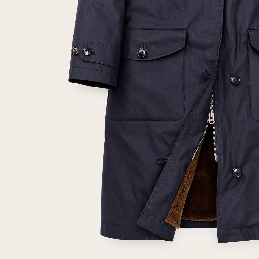 filson womens harbor front trench coat blue