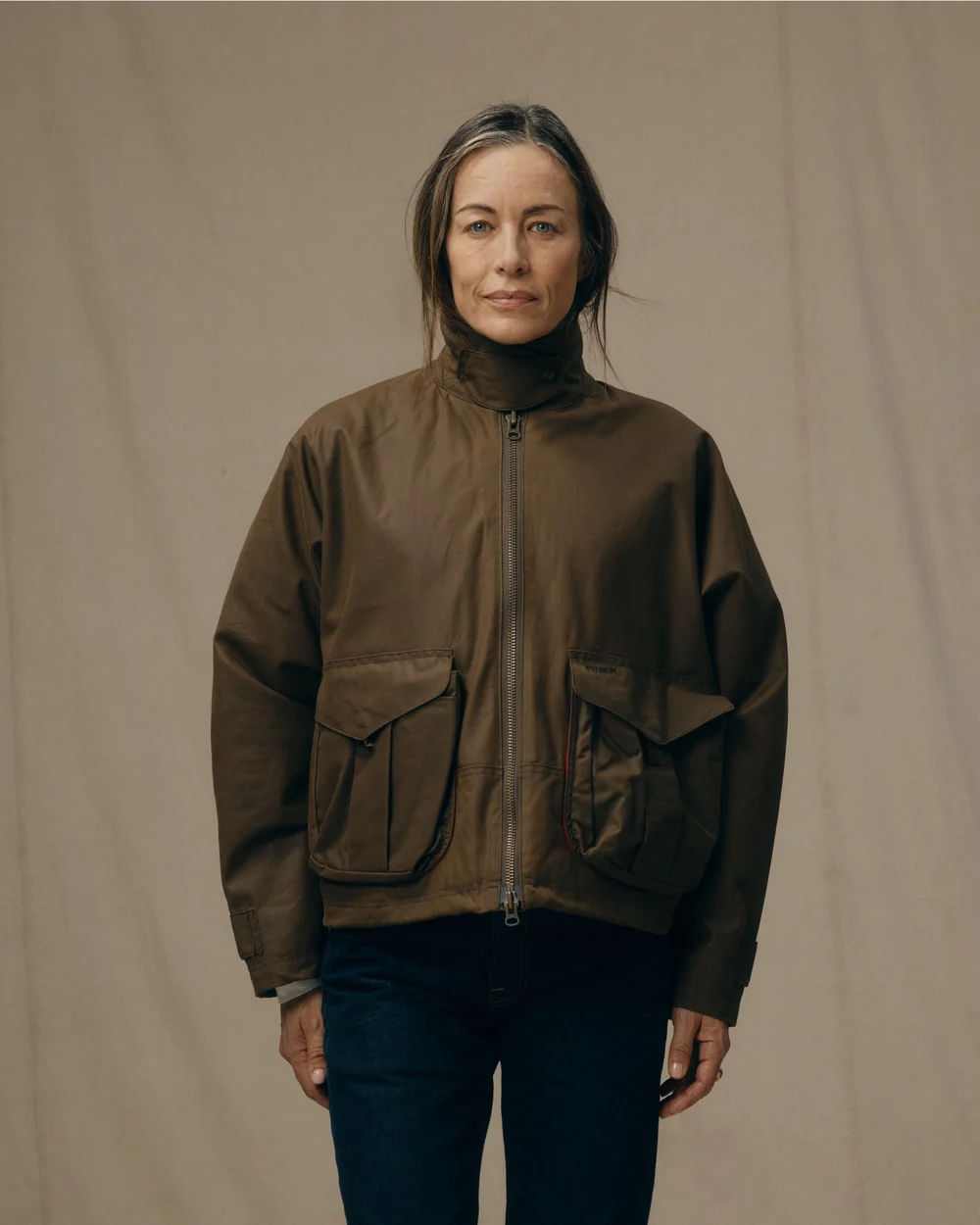 filson womens shelter cloth short work jacket dark tan