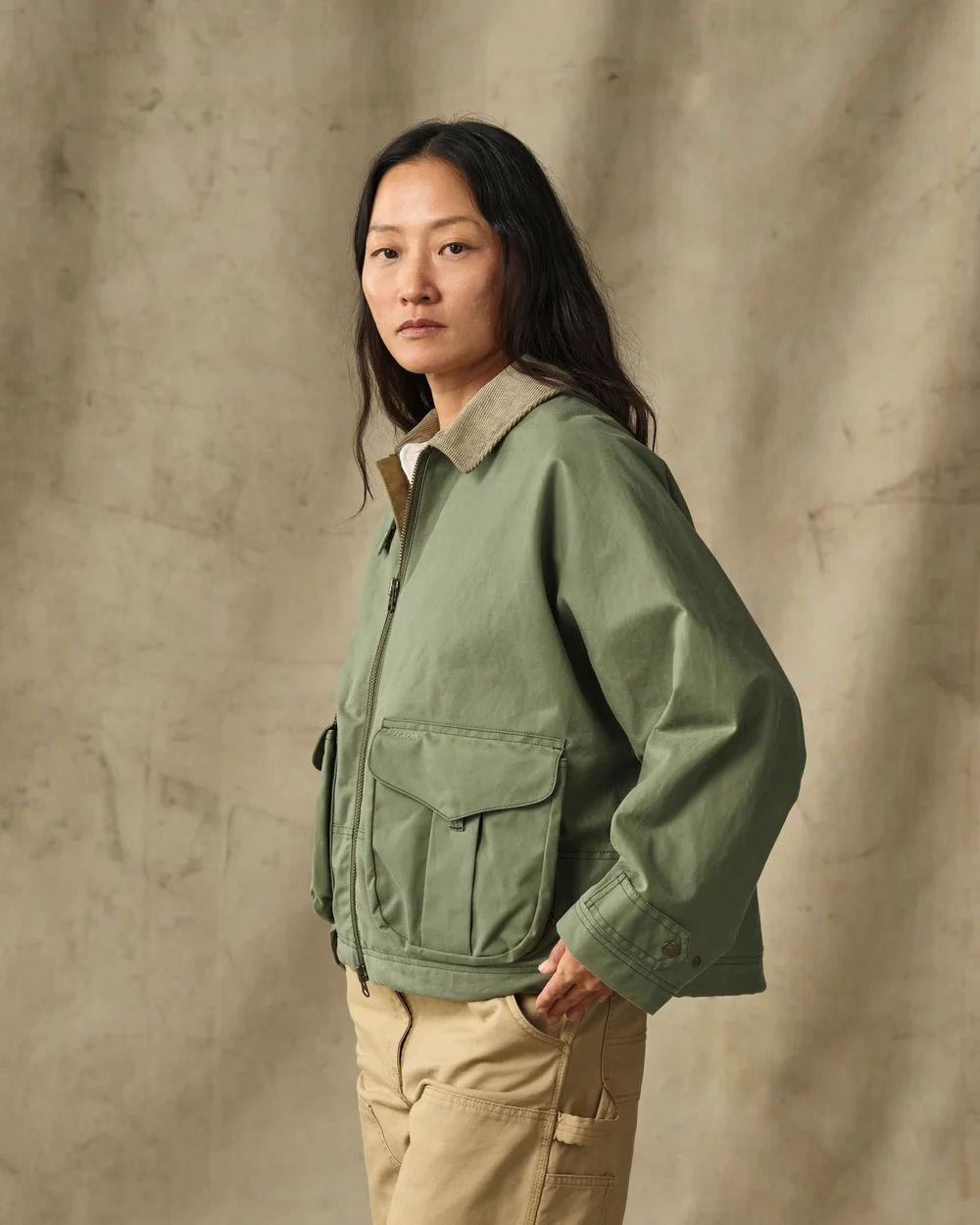 filson womens shelter cloth short work jacket sage olive