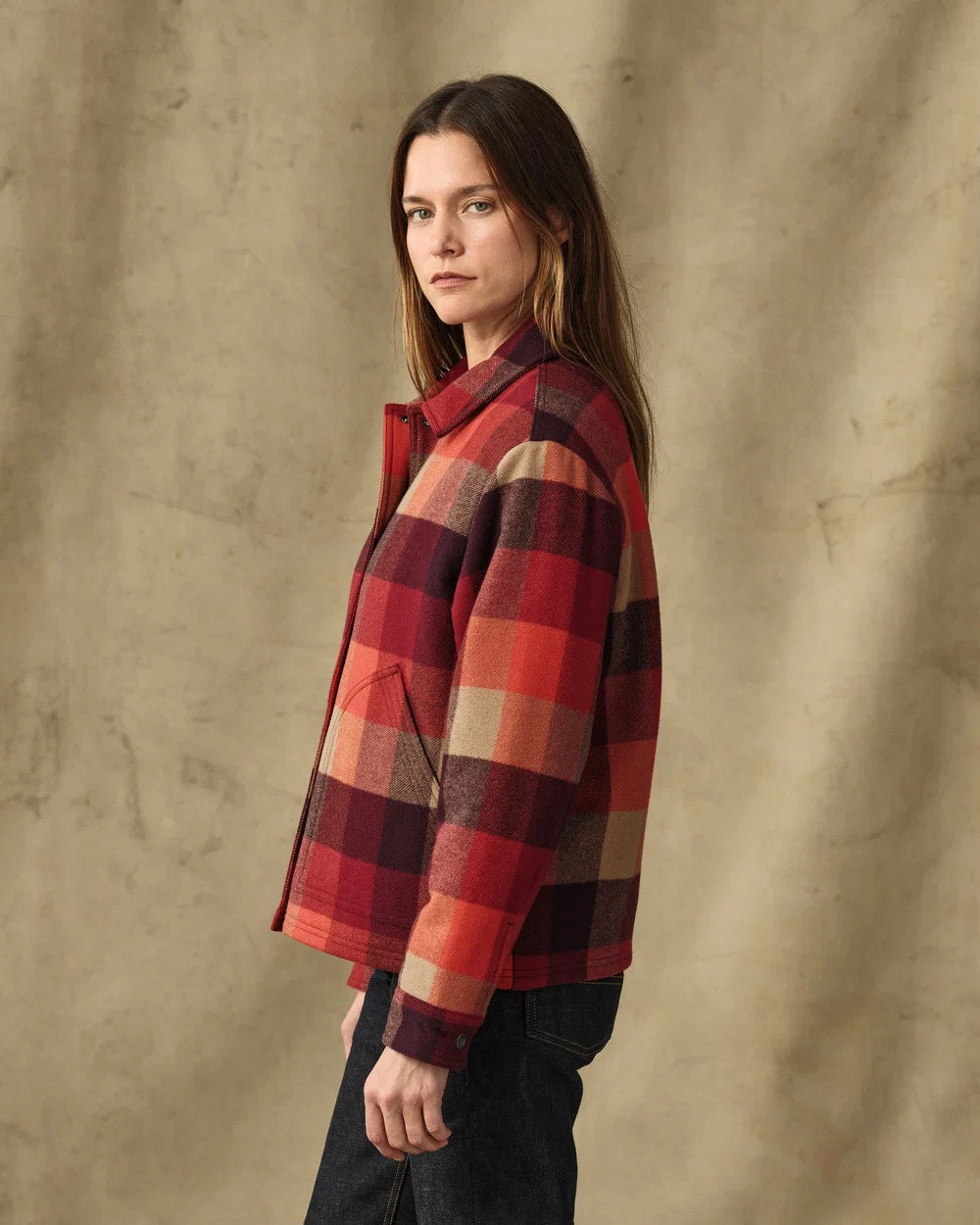 filson womens spokane insulated jacket red burgundy plaid
