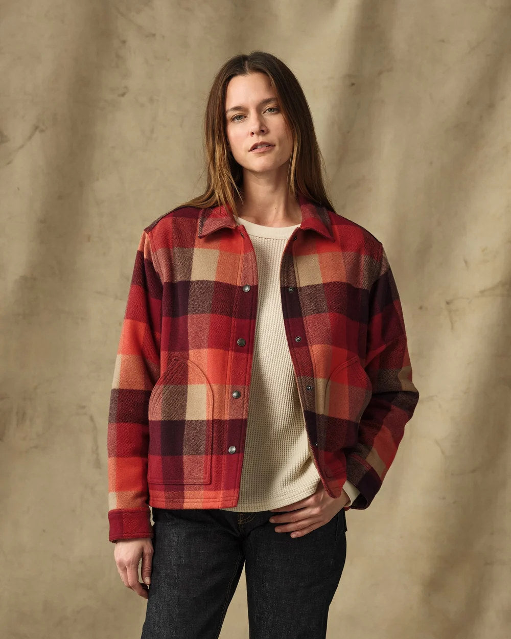 filson womens spokane insulated jacket red burgundy plaid