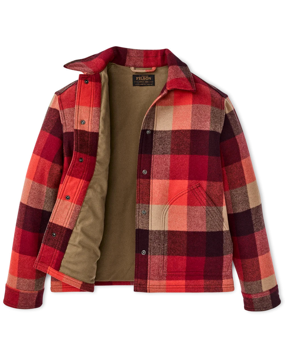 filson womens spokane insulated jacket red burgundy plaid