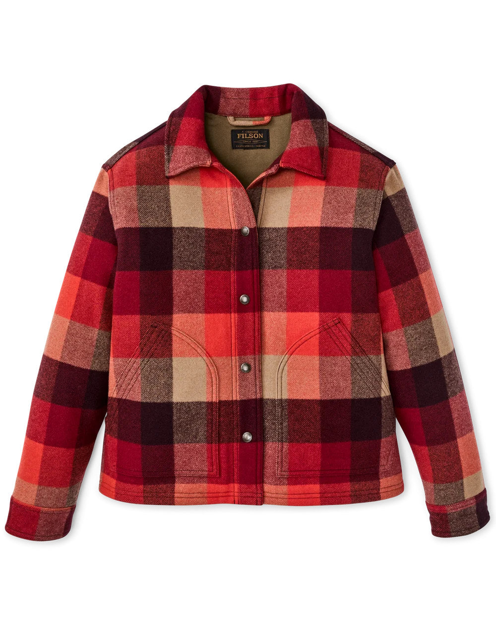 filson womens spokane insulated jacket red burgundy plaid