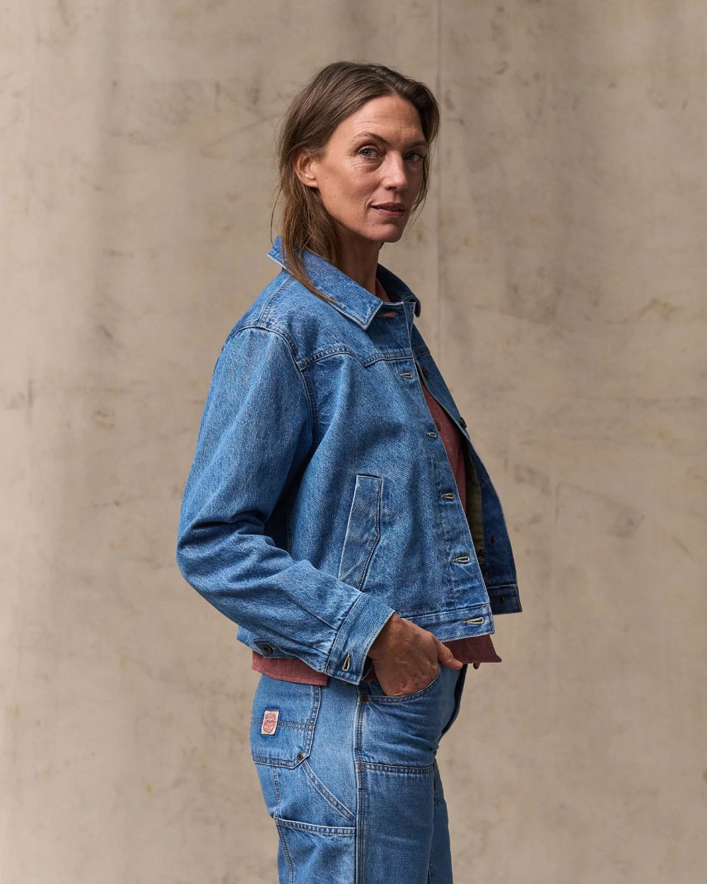 filson womens western denim jacket light indigo