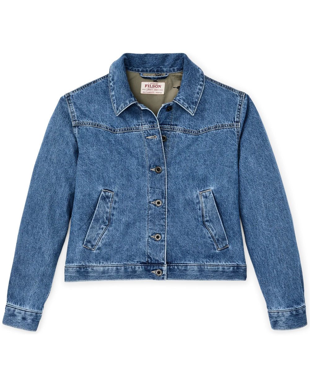 filson womens western denim jacket light indigo