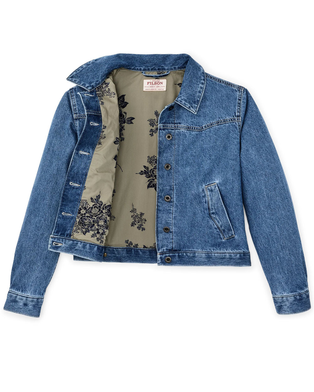 filson womens western denim jacket light indigo