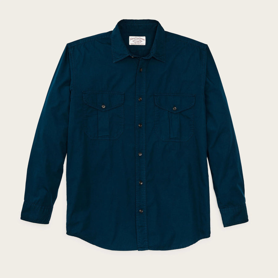 filson washed feather cloth shirt blue mussel