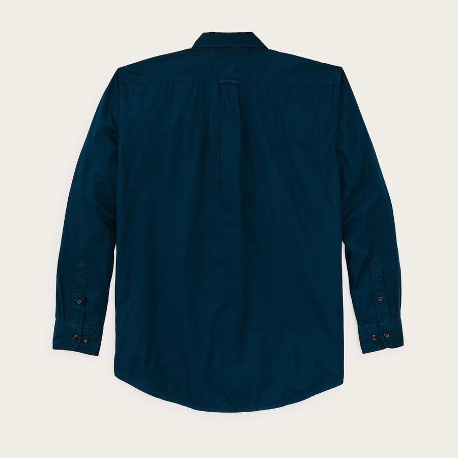 filson washed feather cloth shirt blue mussel