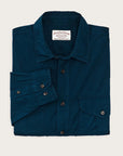 filson washed feather cloth shirt blue mussel