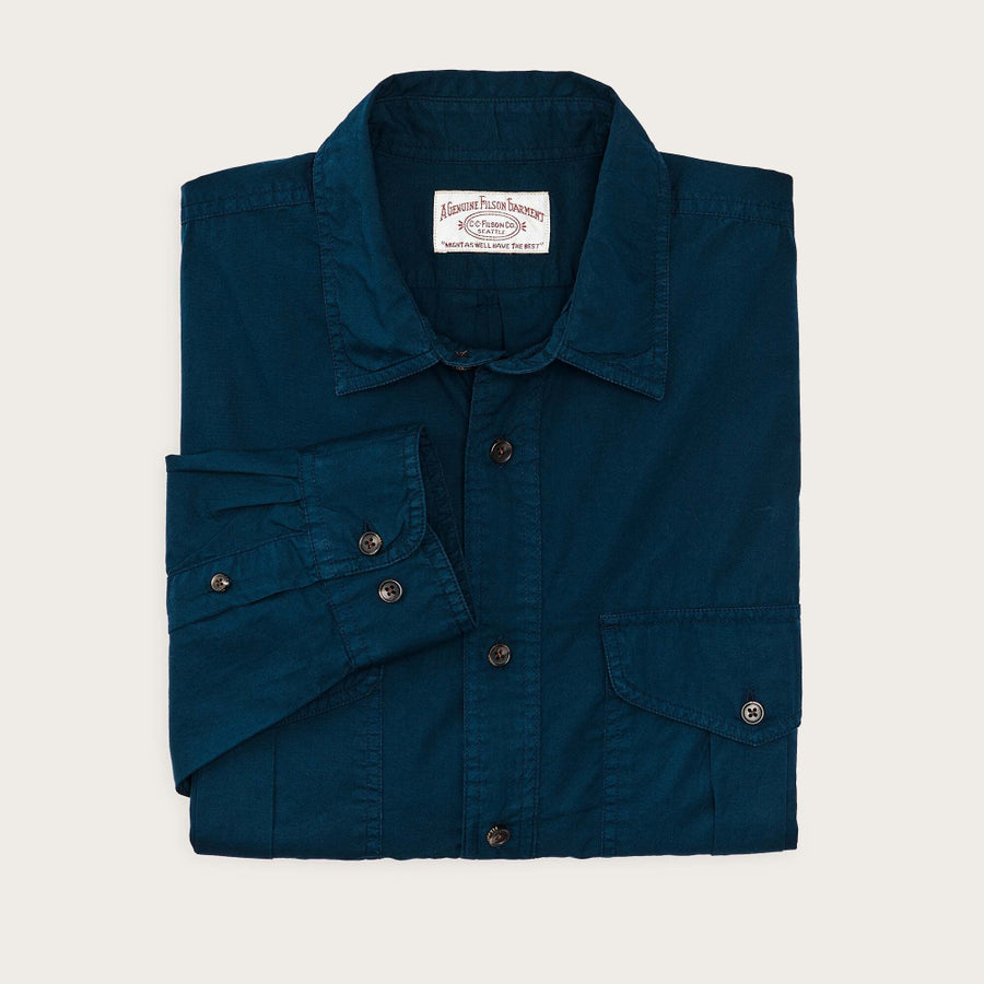 filson washed feather cloth shirt blue mussel