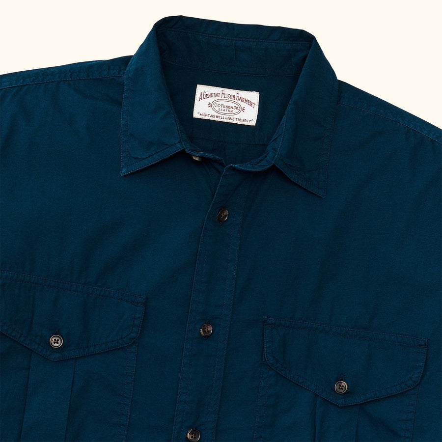 filson washed feather cloth shirt blue mussel
