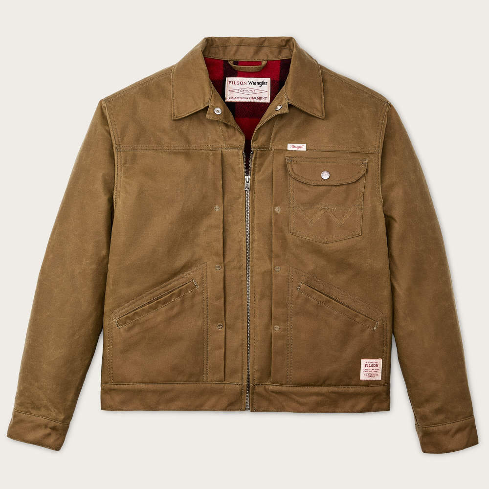 filson x wrangler adventure jacket tan