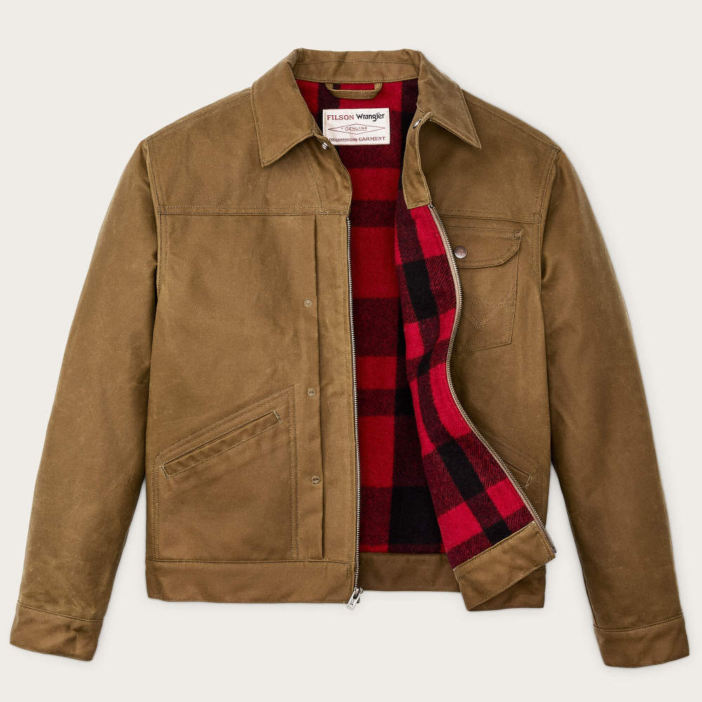 filson x wrangler adventure jacket tan