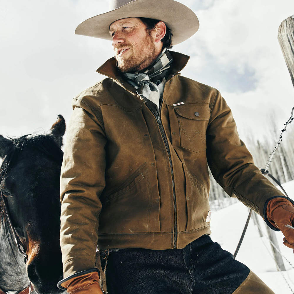 filson x wrangler adventure jacket tan