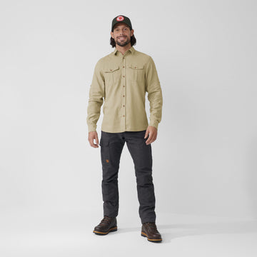 fjallraven oevik travel shirt long sleeve sand stone