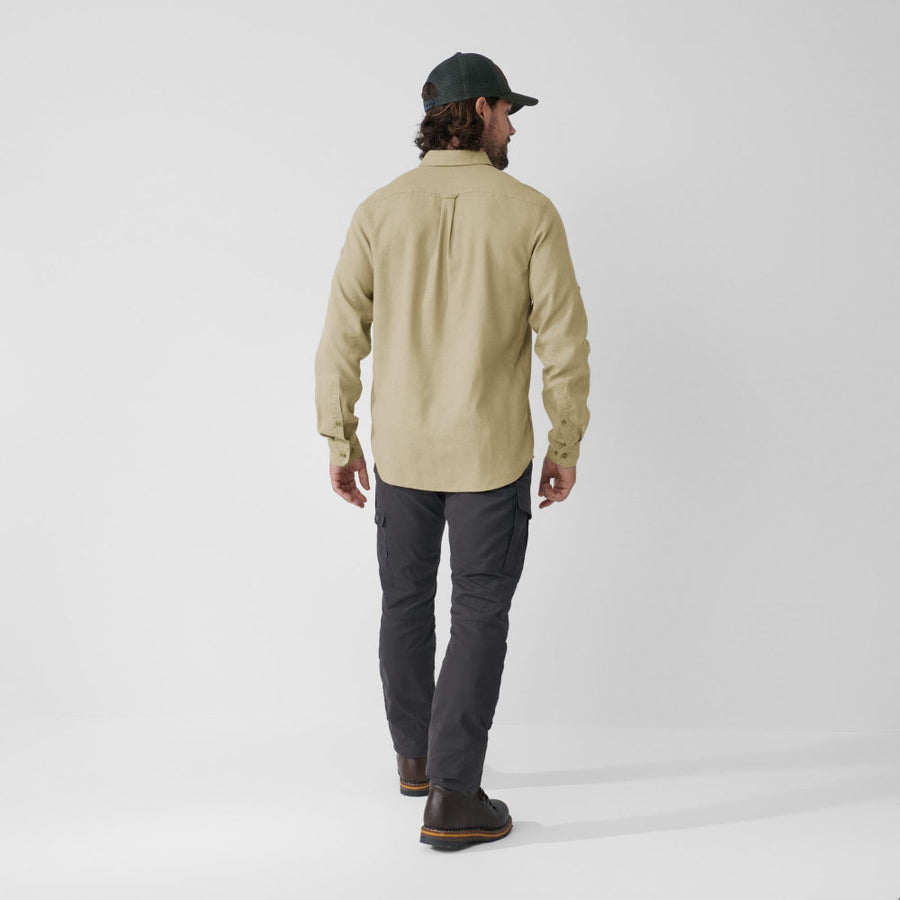 fjallraven oevik travel shirt long sleeve sand stone