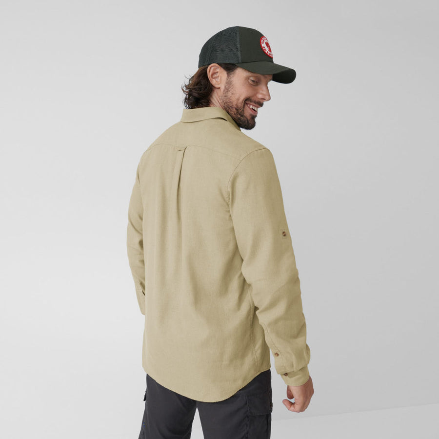 fjallraven oevik travel shirt long sleeve sand stone