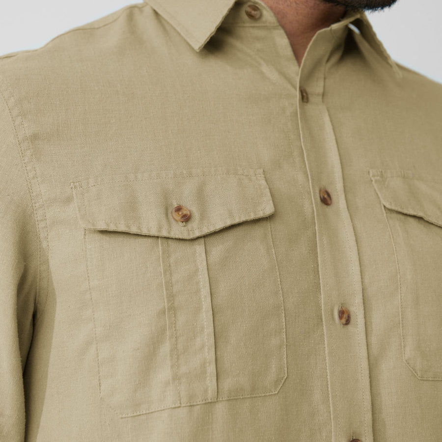 fjallraven oevik travel shirt long sleeve sand stone