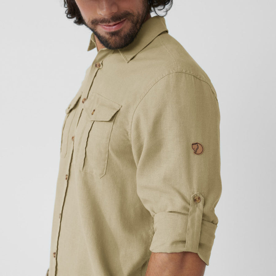 fjallraven oevik travel shirt long sleeve sand stone