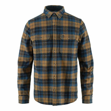 fjallraven singi heavy flannel shirt dark navy buckwheat brown