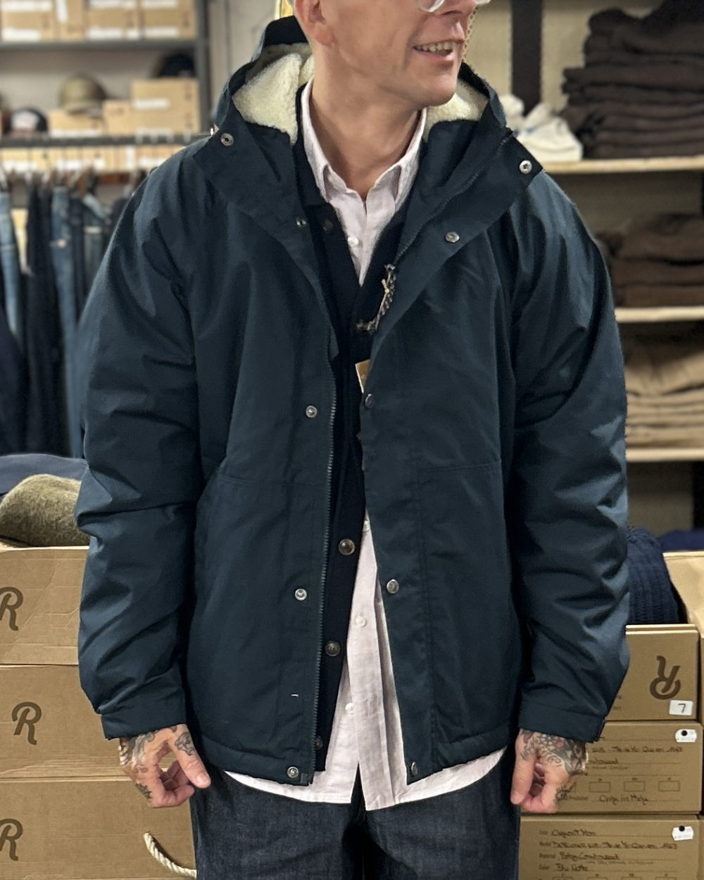 fjallraven vardag g1000 pile jacket dark navy