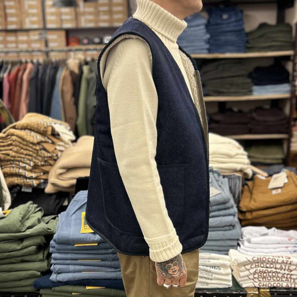 fleurs de bagne le gilet discipline denim 13oz