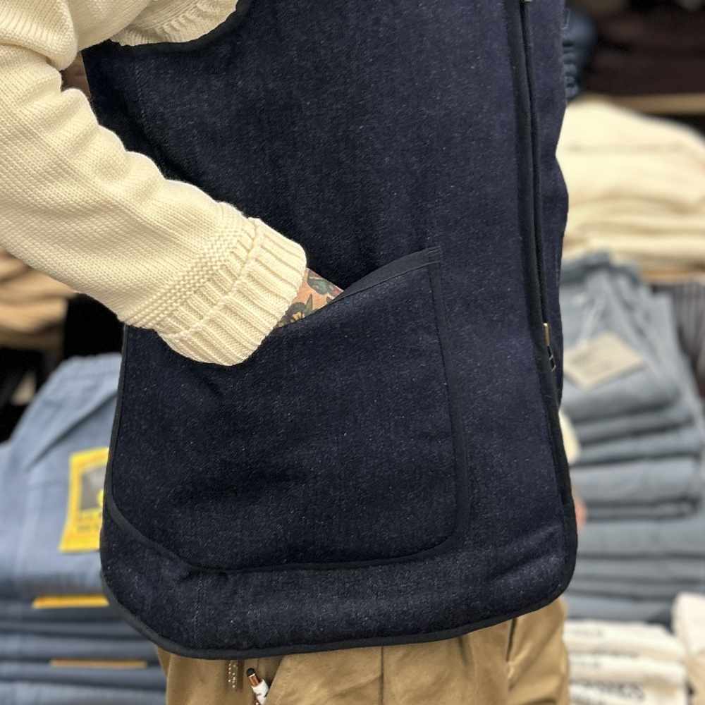fleurs de bagne le gilet discipline denim 13oz