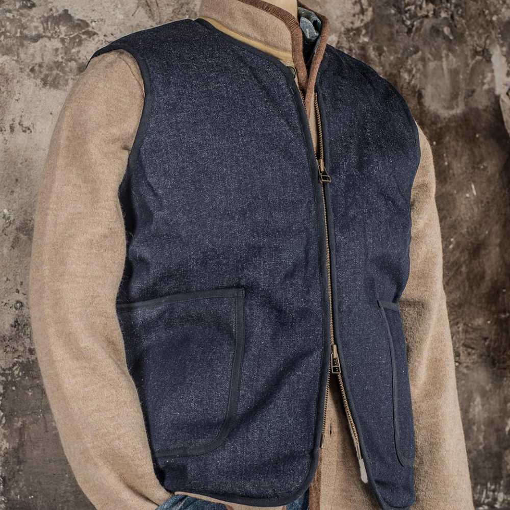 fleurs de bagne le gilet discipline denim 13oz