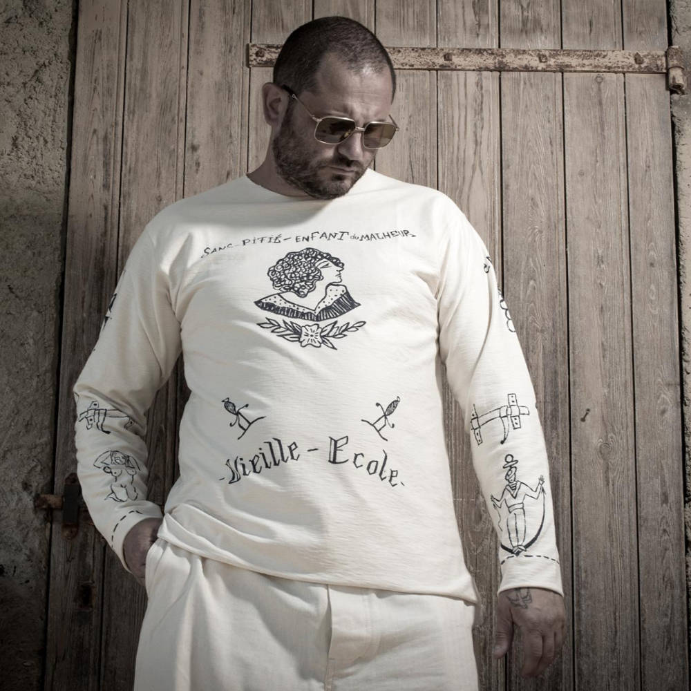 fleurs de bagne t-shirt long sleeve mariniere vieille ecole full printed bousilles naturel