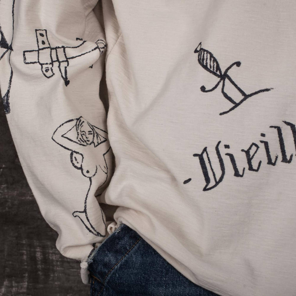 fleurs de bagne t-shirt long sleeve mariniere vieille ecole full printed bousilles naturel