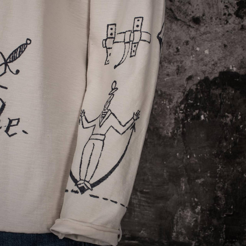 fleurs de bagne t-shirt long sleeve mariniere vieille ecole full printed bousilles naturel