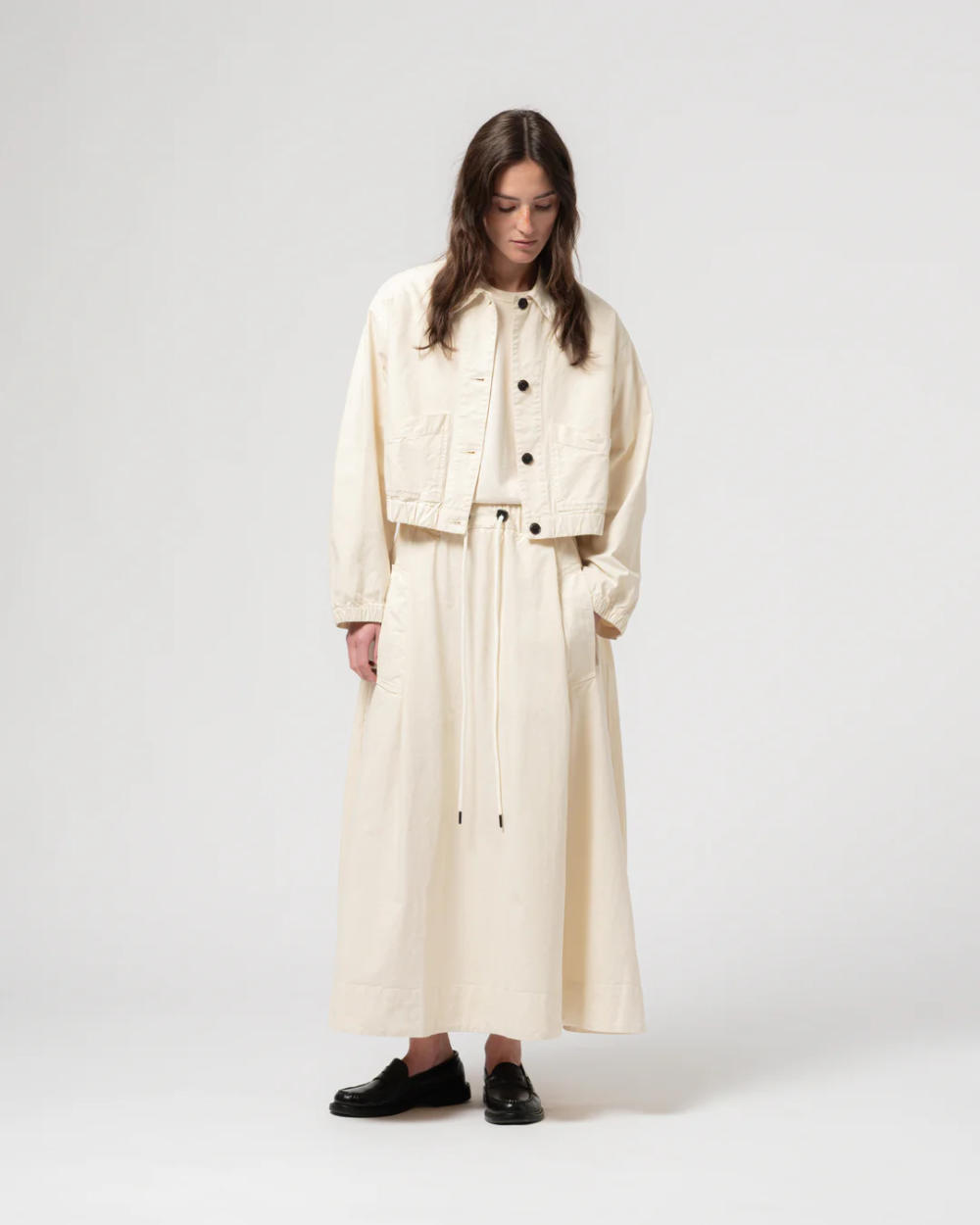 girls of dust meadow skirt cotton linen wheat