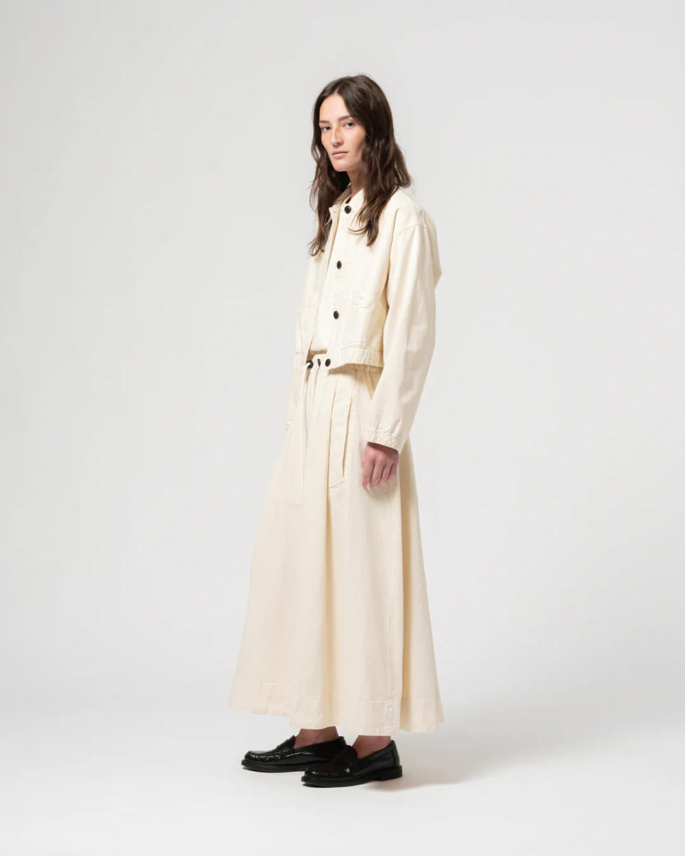girls of dust meadow skirt cotton linen wheat