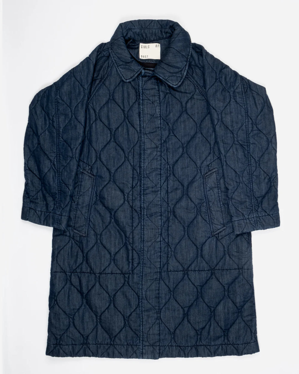 girls of dust army trench quilted denim indigo