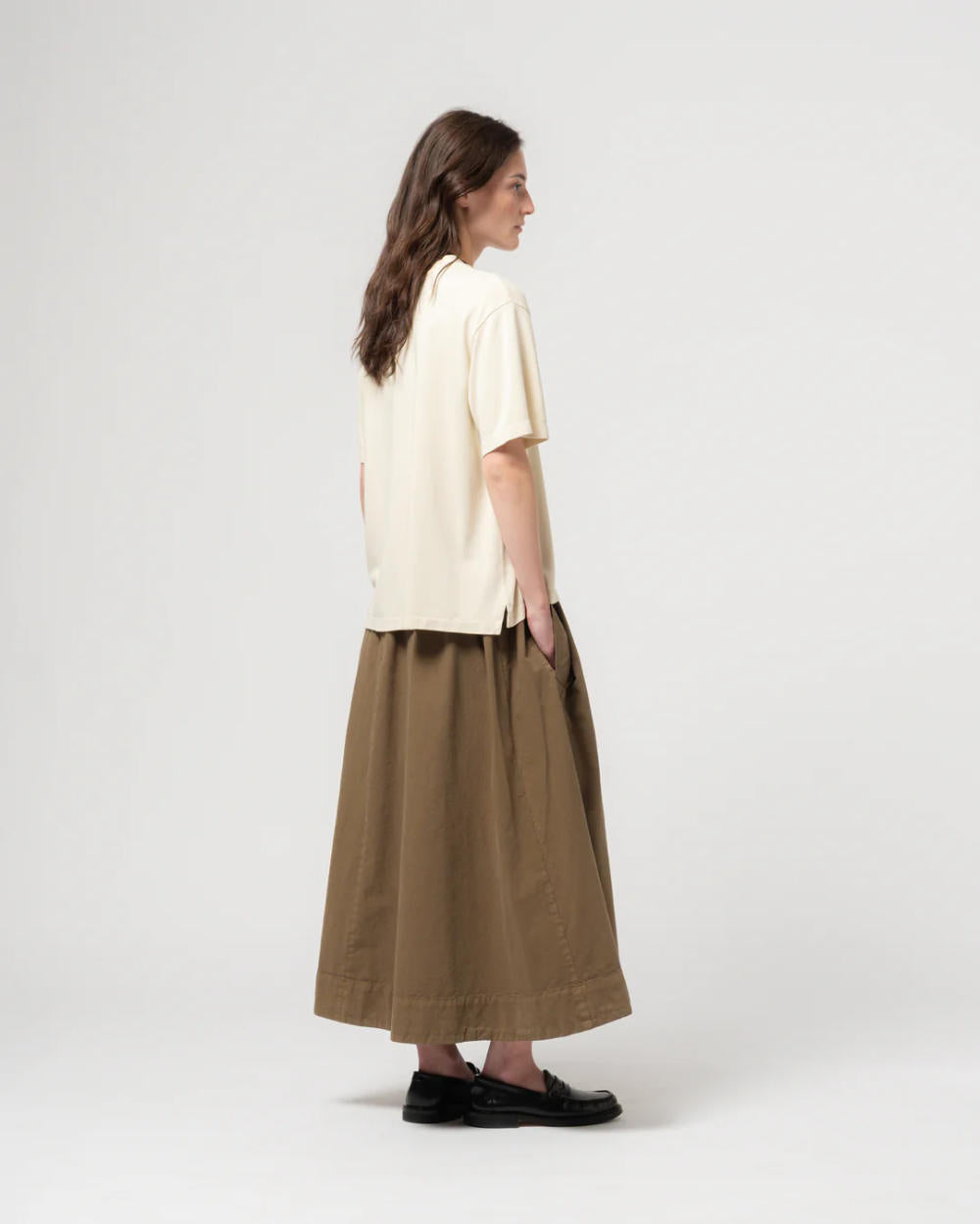 girls of dust meadow skirt cotton linen canteen green
