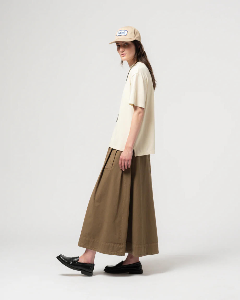 girls of dust meadow skirt cotton linen canteen green