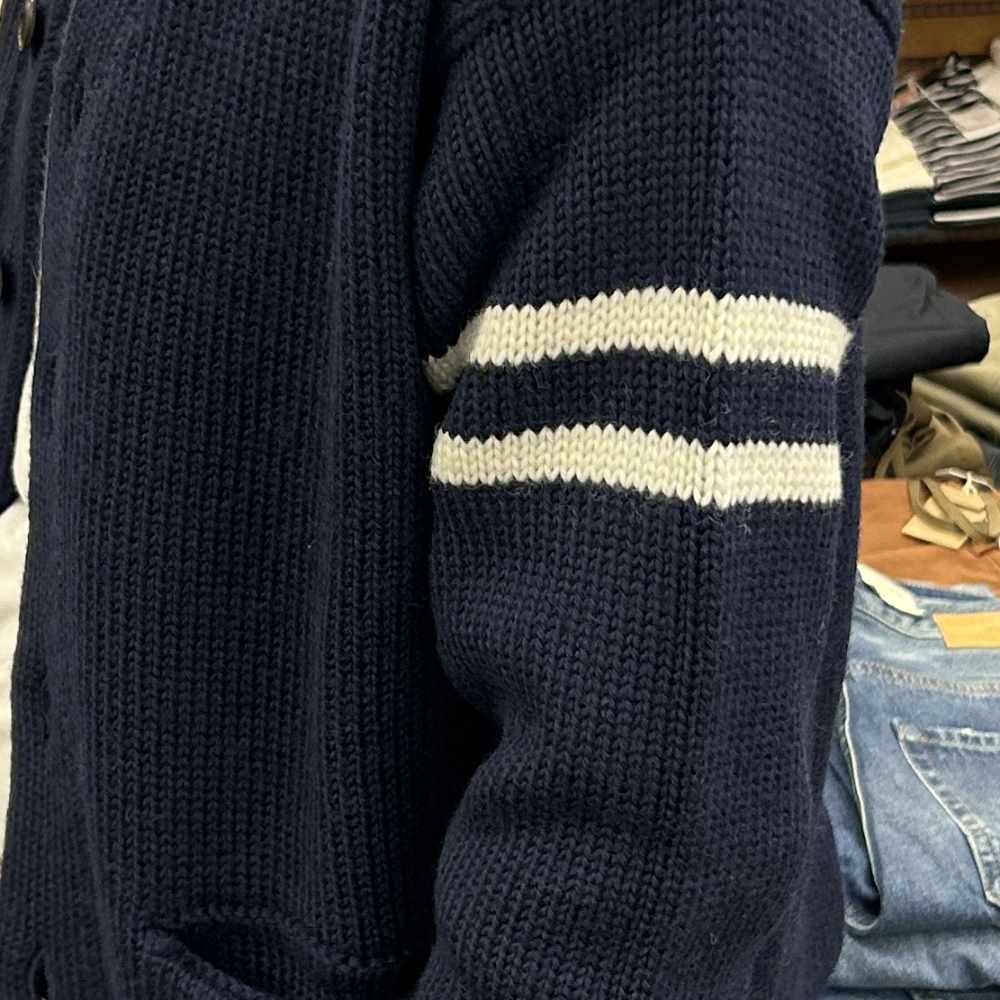 grp college cardigan blue ecru