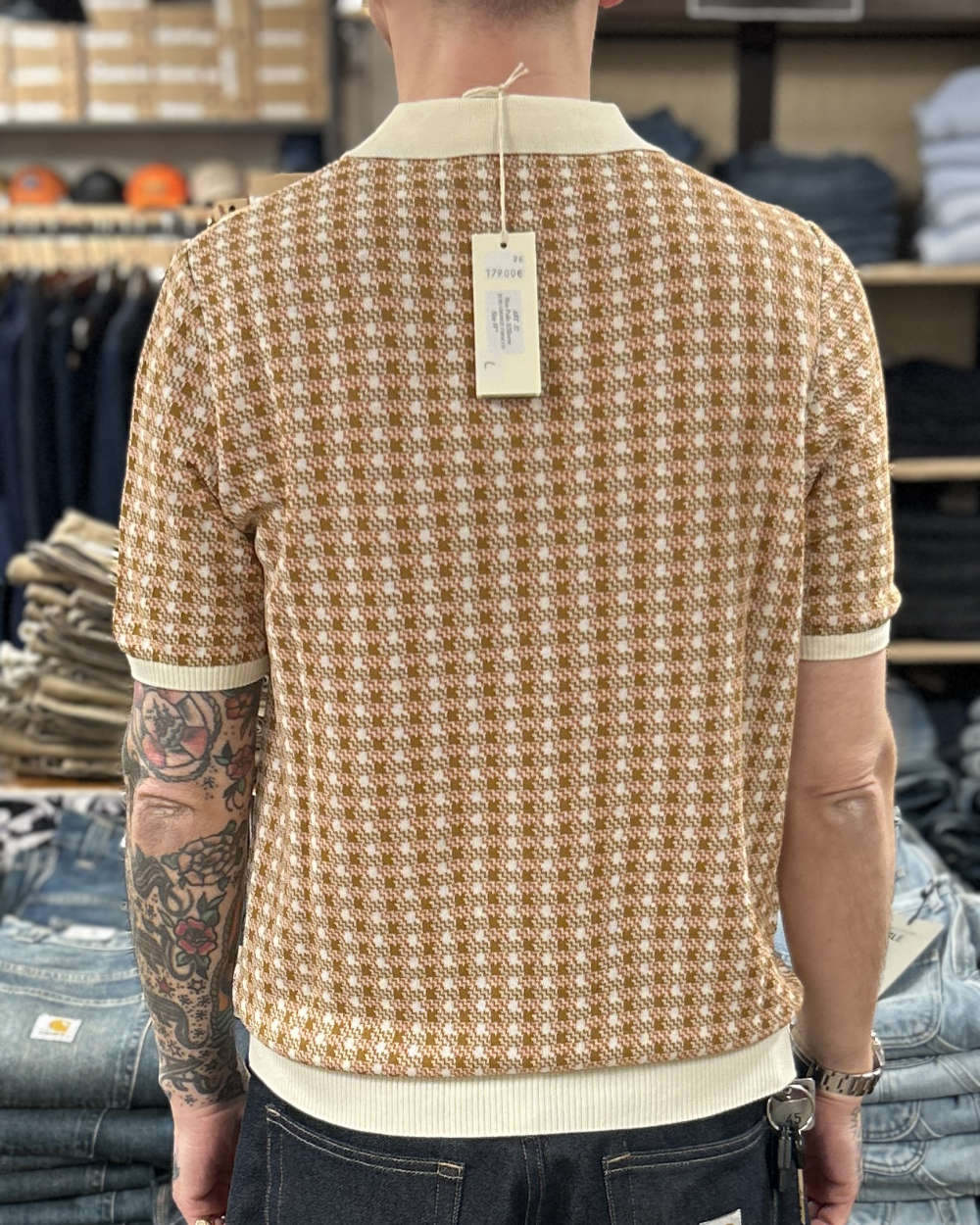 grp neo polo short sleeve ecru orange tabacco